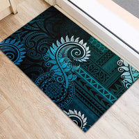 New Zealand Maori Koru Fern Rubber Doormat Spiral Polynesian Style Aqua Gradient