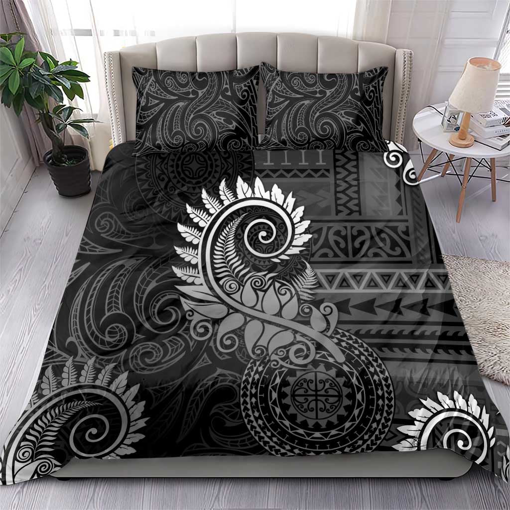 New Zealand Maori Koru Fern Bedding Set Spiral Polynesian Style Gray