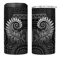 New Zealand Maori Koru Fern 4 in 1 Can Cooler Tumbler Spiral Polynesian Style Gray