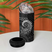 New Zealand Maori Koru Fern 4 in 1 Can Cooler Tumbler Spiral Polynesian Style Gray