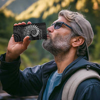 New Zealand Maori Koru Fern 4 in 1 Can Cooler Tumbler Spiral Polynesian Style Gray