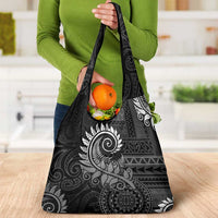 New Zealand Maori Koru Fern Grocery Bag Spiral Polynesian Style Gray