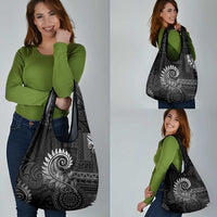 New Zealand Maori Koru Fern Grocery Bag Spiral Polynesian Style Gray