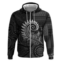 New Zealand Maori Koru Fern Hoodie Spiral Polynesian Style Gray