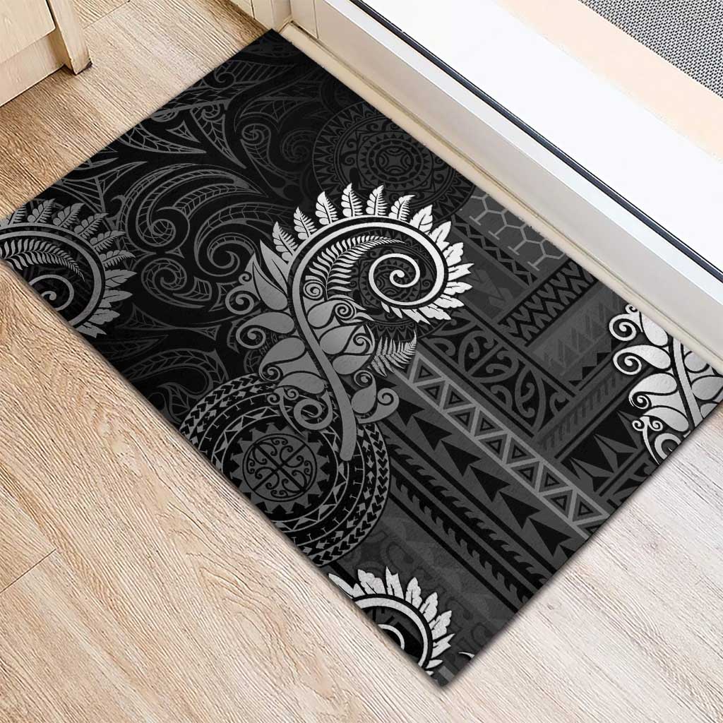 New Zealand Maori Koru Fern Rubber Doormat Spiral Polynesian Style Gray LT05 - Polynesian Pride