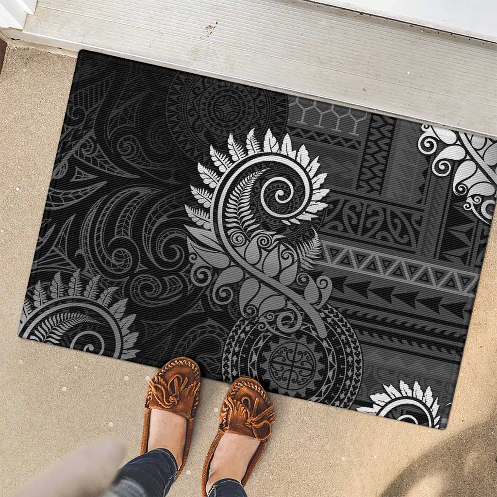 New Zealand Maori Koru Fern Rubber Doormat Spiral Polynesian Style Gray LT05 - Polynesian Pride