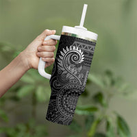 New Zealand Maori Koru Fern Tumbler With Handle Spiral Polynesian Style Gray