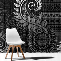 New Zealand Maori Koru Fern Window Curtain Spiral Polynesian Style Gray