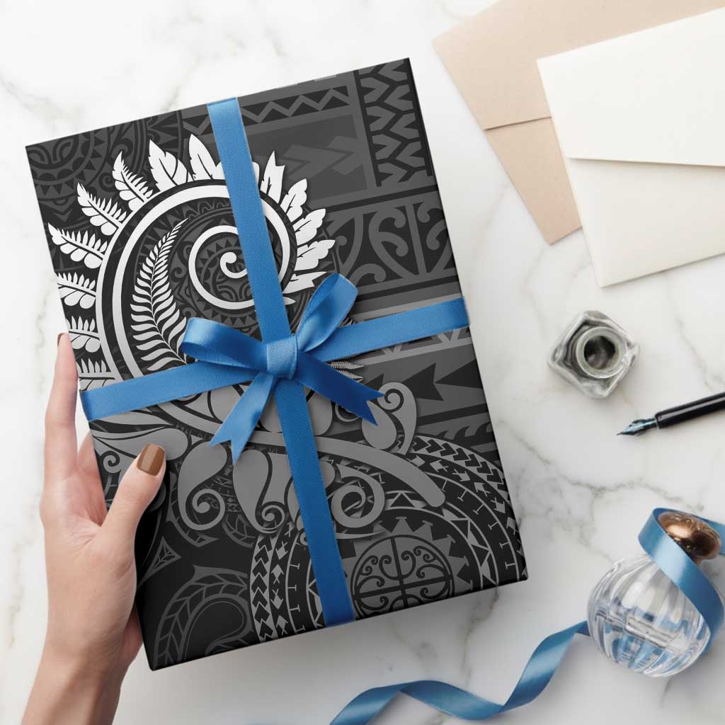 New Zealand Maori Koru Fern Wrapping Paper Spiral Polynesian Style Gray - Polynesian Pride