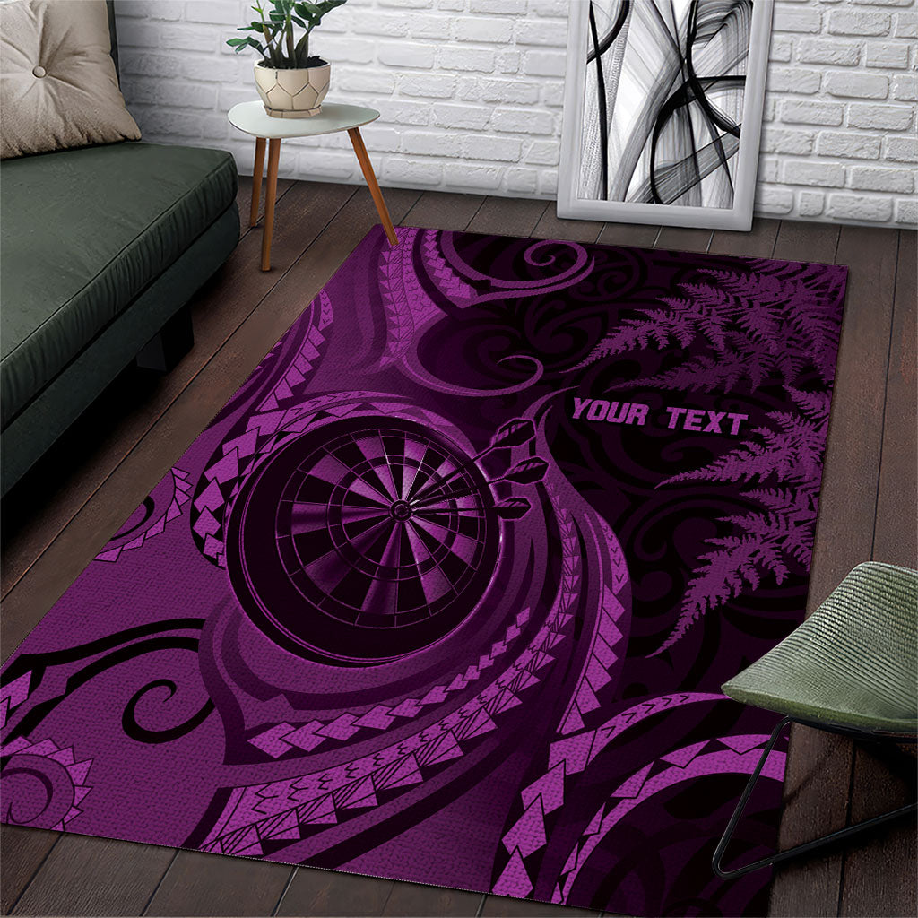 Personalised New Zealand Purple Darts Area Rug Maori Fern Curve Style LT05 Purple - Polynesian Pride