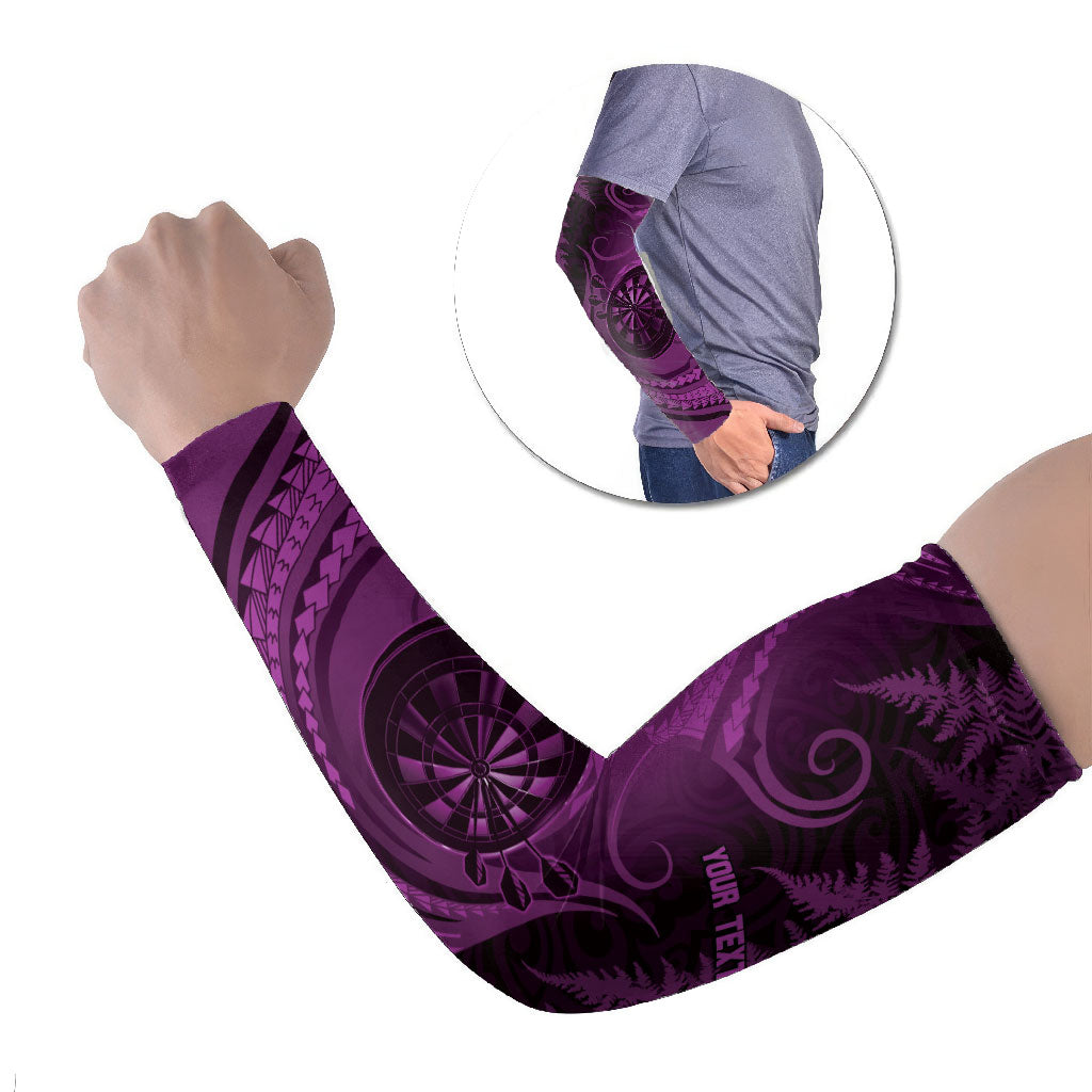 Personalised New Zealand Purple Darts Arm Sleeves Maori Fern Curve Style LT05 Set of 2 Purple - Polynesian Pride