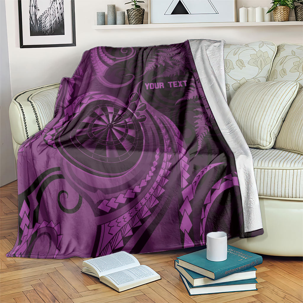 Personalised New Zealand Purple Darts Blanket Maori Fern Curve Style LT05 Purple - Polynesian Pride