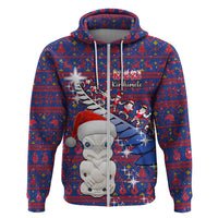 Personalized New Zealand Christmas Hoodie Haka Fern Santa Tiki Meri Kirihimete LT05 - Polynesian Pride