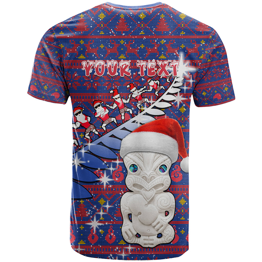 Personalized New Zealand Christmas T Shirt Haka Fern Santa Tiki Meri Kirihimete LT05 - Polynesian Pride