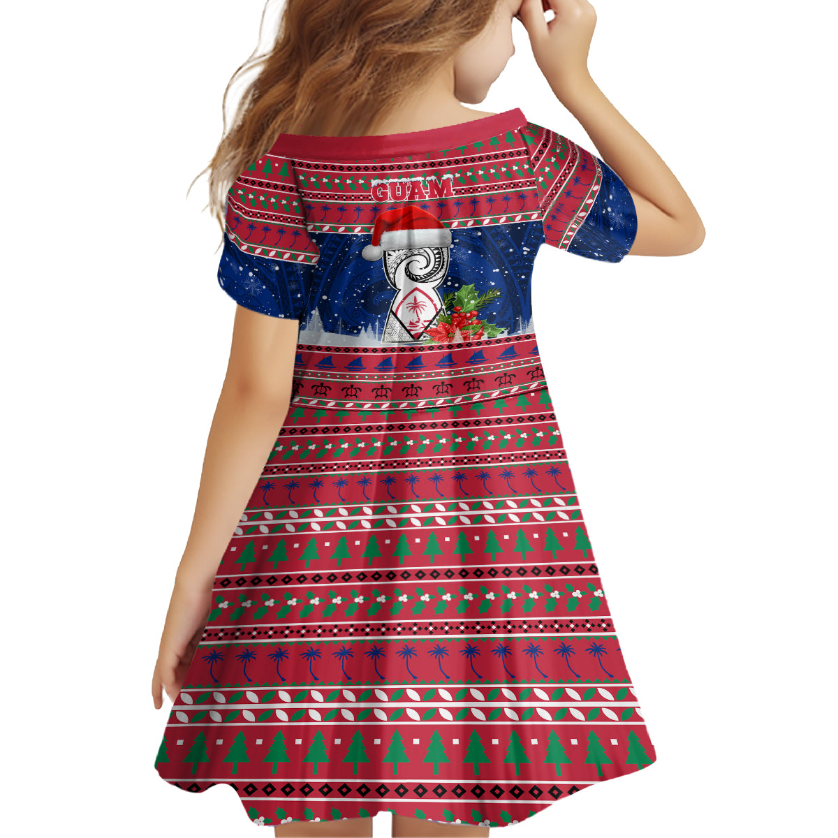 Guam Christmas Family Matching Long Sleeve Bodycon Dress and Hawaiian Shirt Guaman Seal Poinsettia Felis Pasgua LT05 - Polynesian Pride