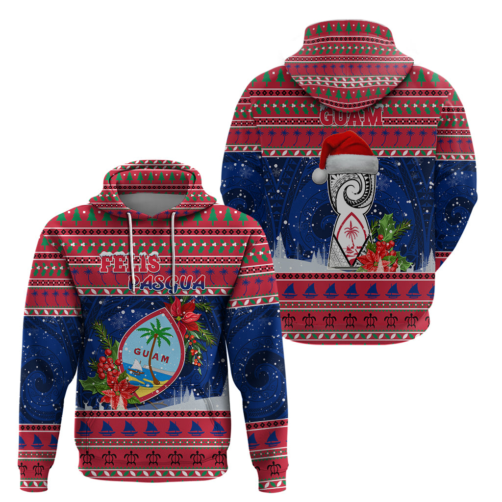 Guam Christmas Hoodie Guaman Seal Poinsettia Felis Pasgua LT05 - Polynesian Pride