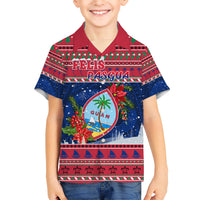 Guam Christmas Kid Hawaiian Shirt Guaman Seal Poinsettia Felis Pasgua LT05 Kid Red - Polynesian Pride