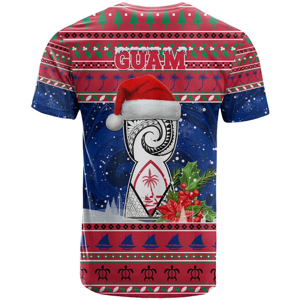 Guam Christmas T Shirt Guaman Seal Poinsettia Felis Pasgua LT05 - Polynesian Pride