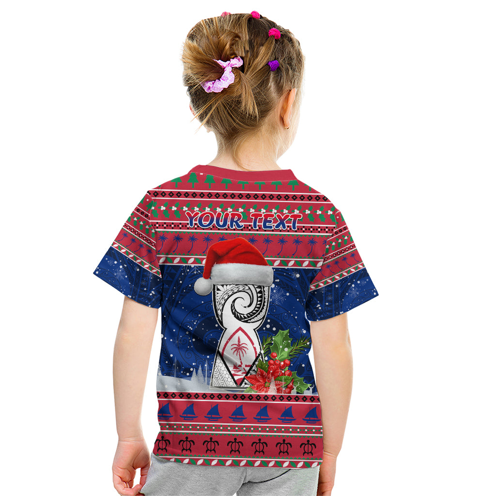 Personalized Guam Christmas Kid T Shirt Guaman Seal Poinsettia Felis Pasgua LT05 - Polynesian Pride