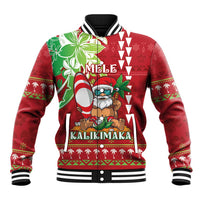 Personalised Hawaii Christmas Baseball Jacket Funny Santa Claus Surf Mele Kalikimaka