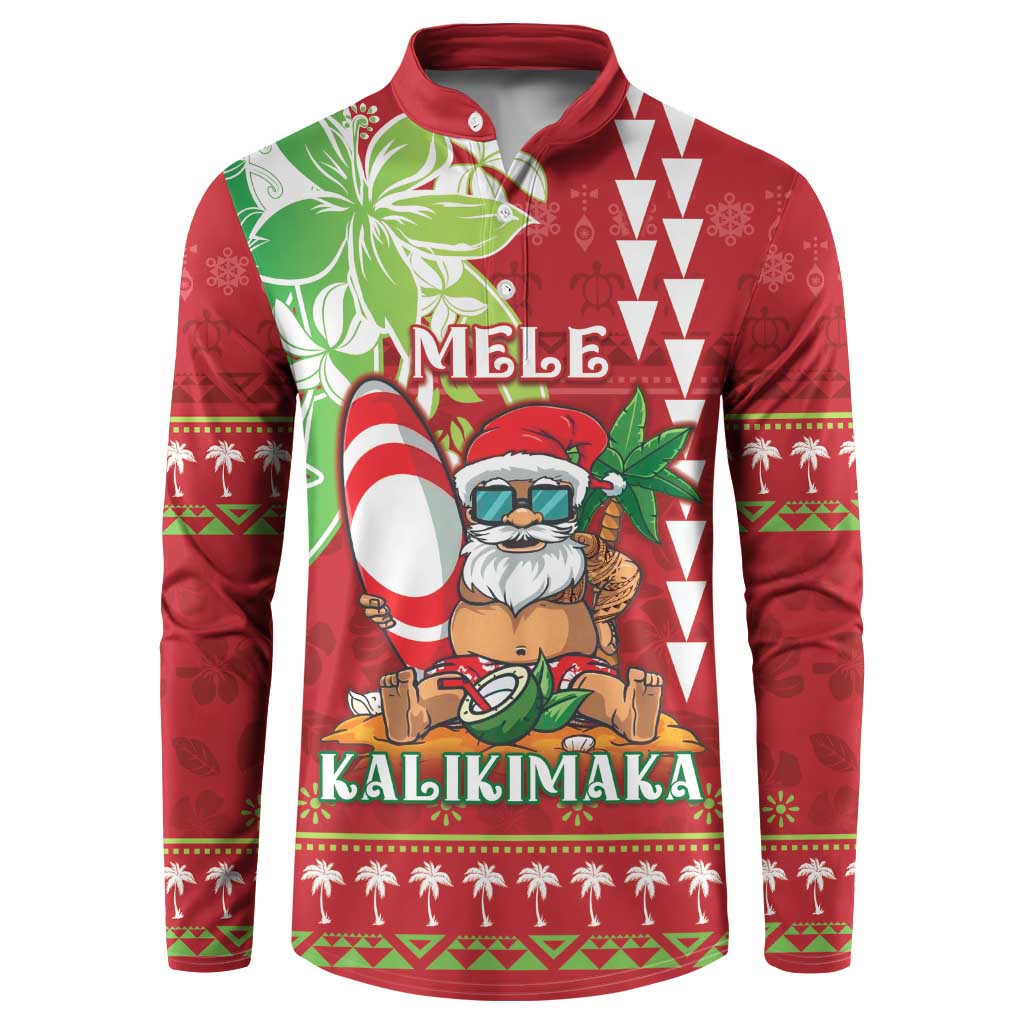 Personalised Hawaii Christmas Button Sweatshirt Funny Santa Claus Surf Mele Kalikimaka