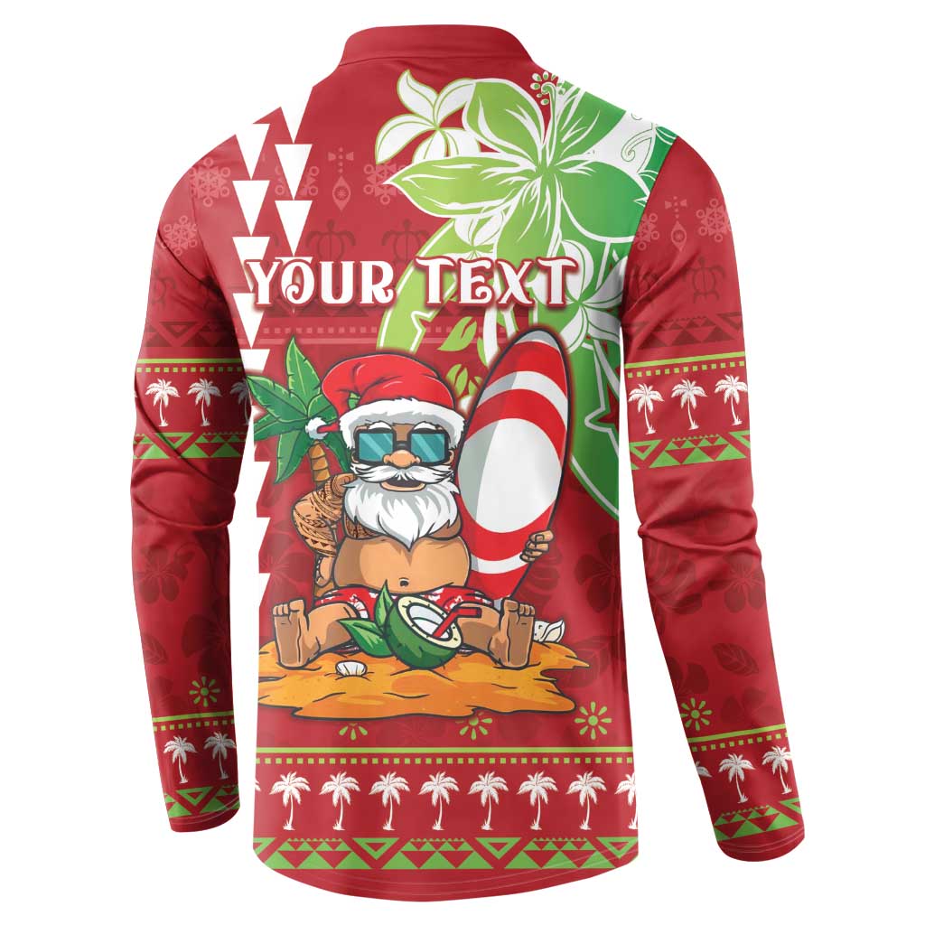 Personalised Hawaii Christmas Button Sweatshirt Funny Santa Claus Surf Mele Kalikimaka