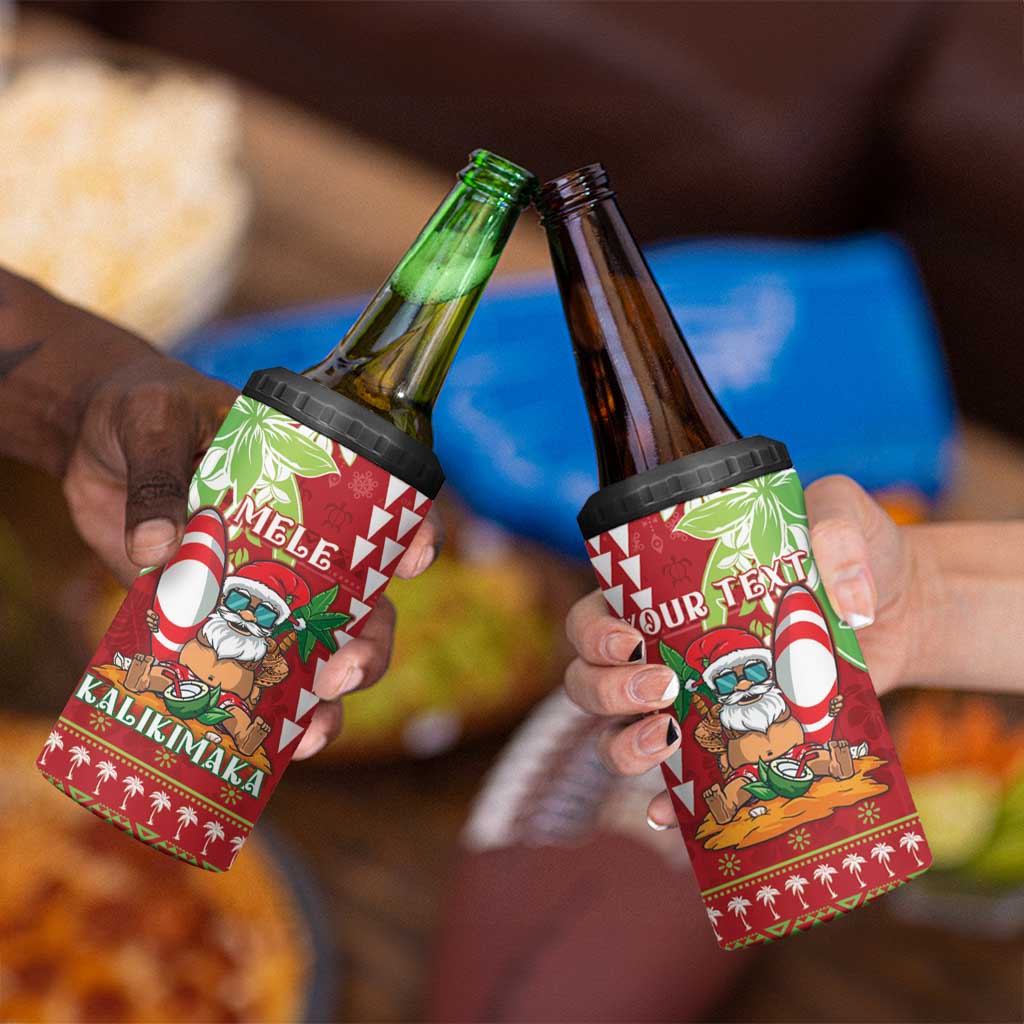 Personalised Hawaii Christmas 4 in 1 Can Cooler Tumbler Funny Santa Claus Surf Mele Kalikimaka