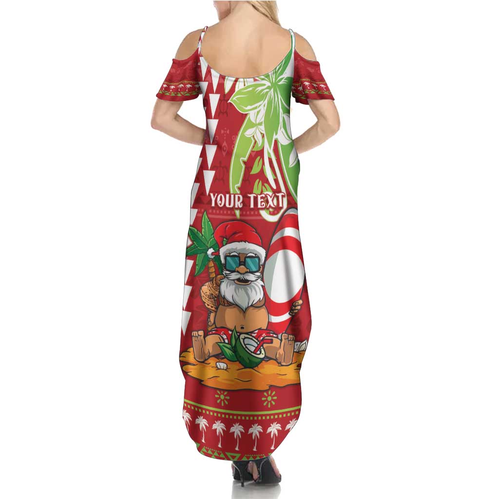 Personalised Hawaii Christmas Family Matching Summer Maxi Dress and Hawaiian Shirt Funny Santa Claus Surf Mele Kalikimaka