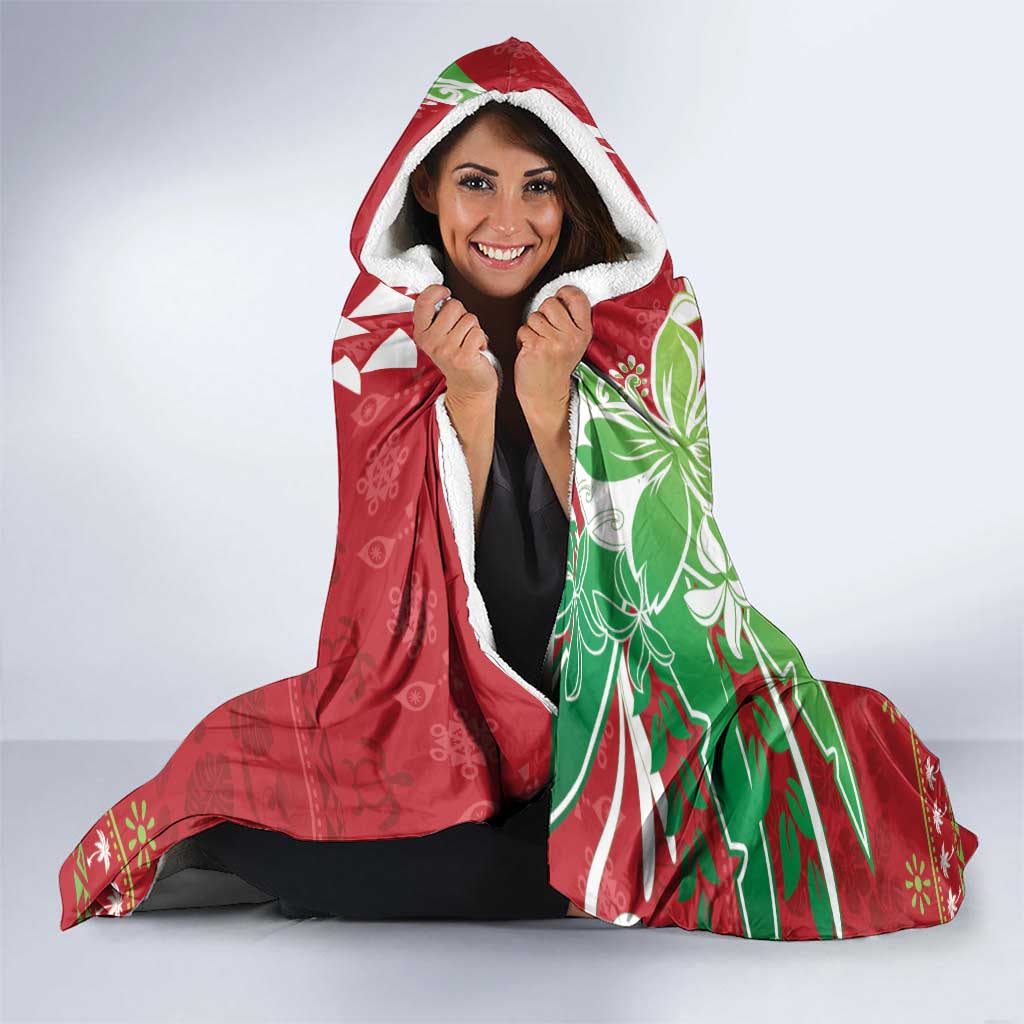 Hawaii Christmas Hooded Blanket Funny Santa Claus Surf Mele Kalikimaka