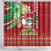 Hawaii Christmas Shower Curtain Funny Santa Claus Surf Mele Kalikimaka