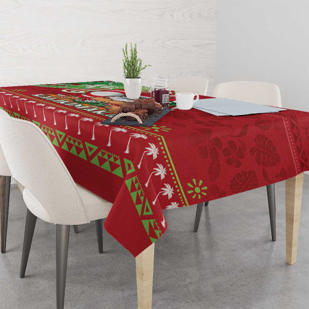 Hawaii Christmas Tablecloth Funny Santa Claus Surf Mele Kalikimaka