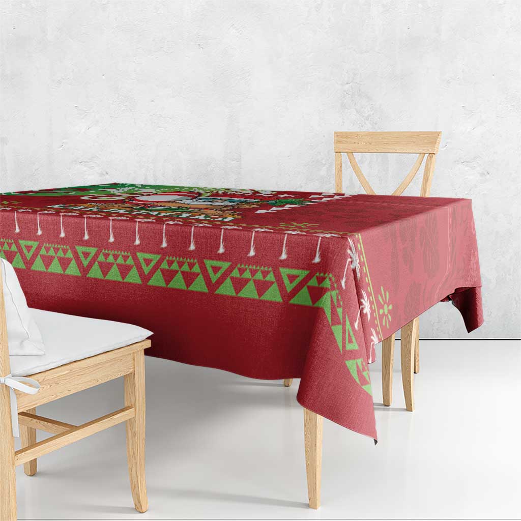 Hawaii Christmas Tablecloth Funny Santa Claus Surf Mele Kalikimaka