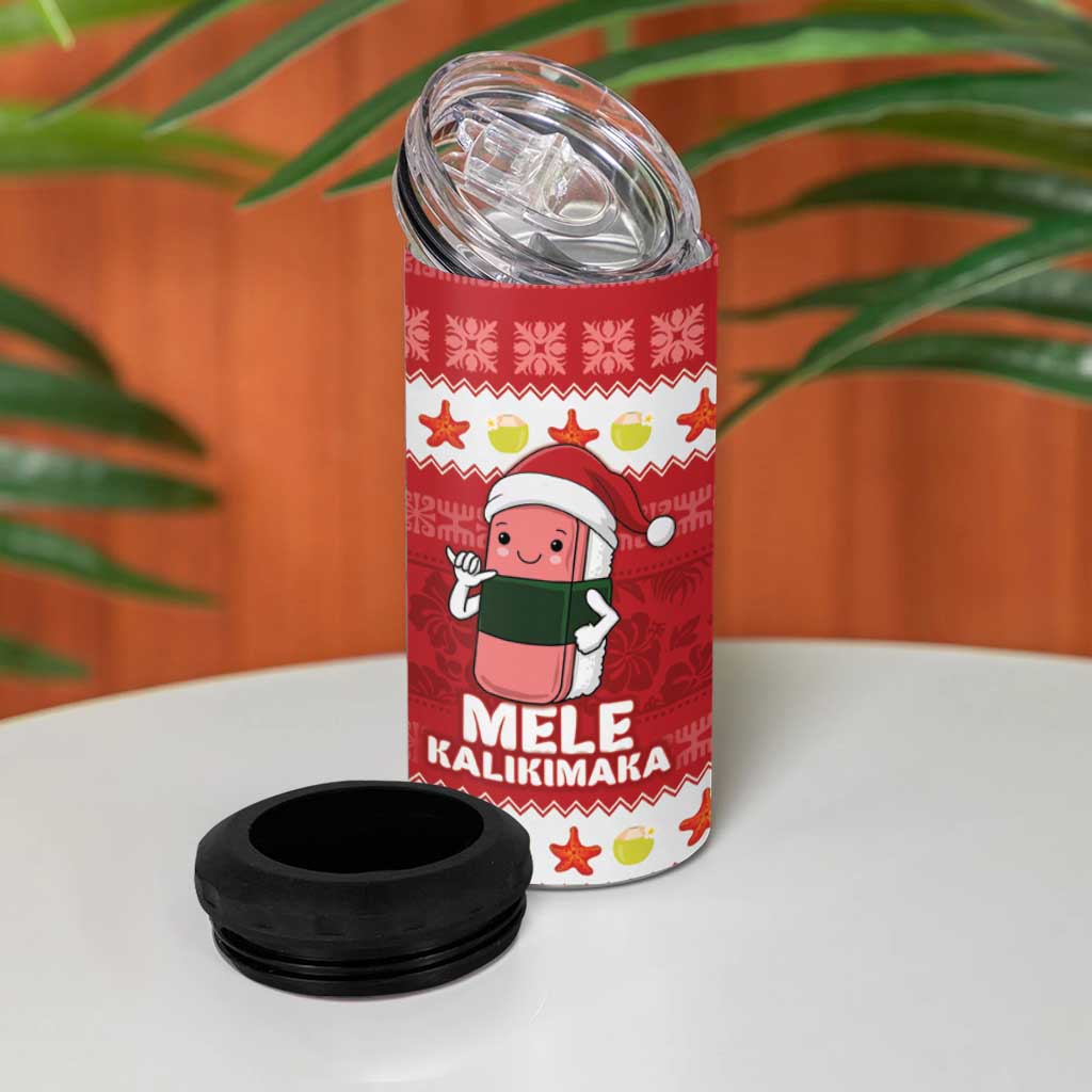 Hawaii Funny Christmas 4 in 1 Can Cooler Tumbler Spam Musubi Santa