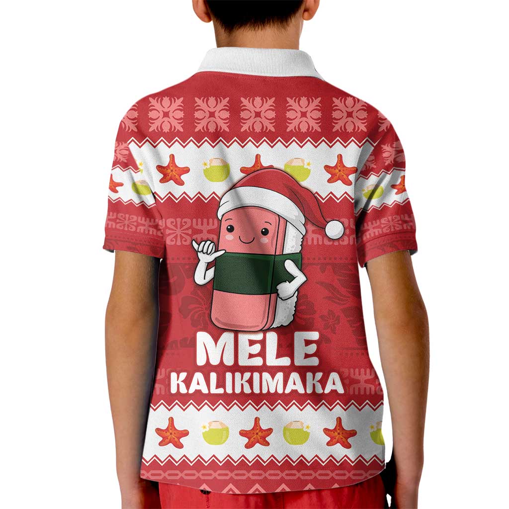 Hawaii Funny Christmas Kid Polo Shirt Spam Musubi Santa