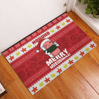 Hawaii Funny Christmas Rubber Doormat Spam Musubi Santa