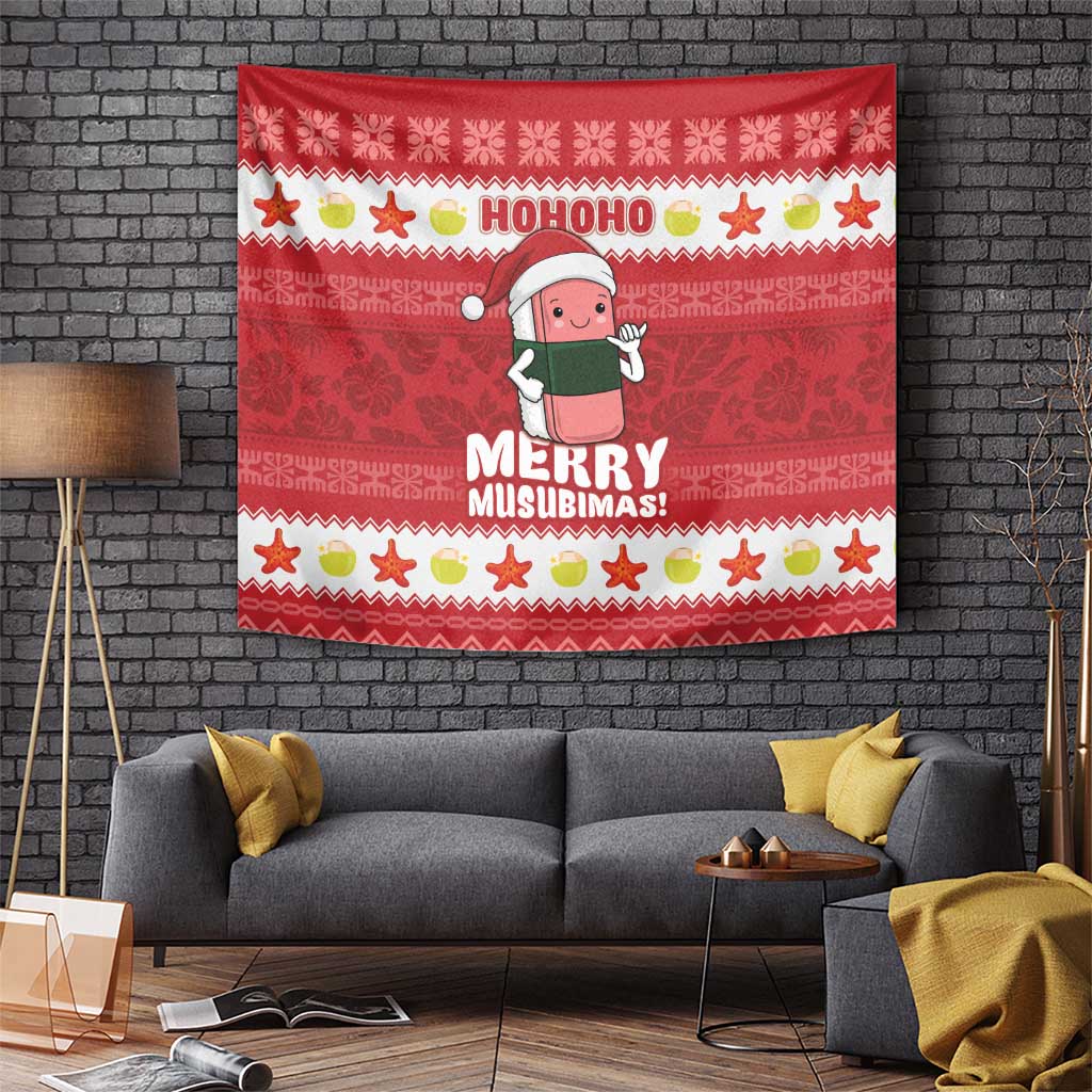 Hawaii Funny Christmas Tapestry Spam Musubi Santa