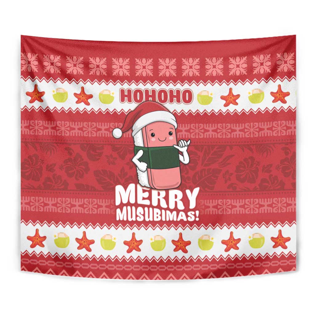 Hawaii Funny Christmas Tapestry Spam Musubi Santa
