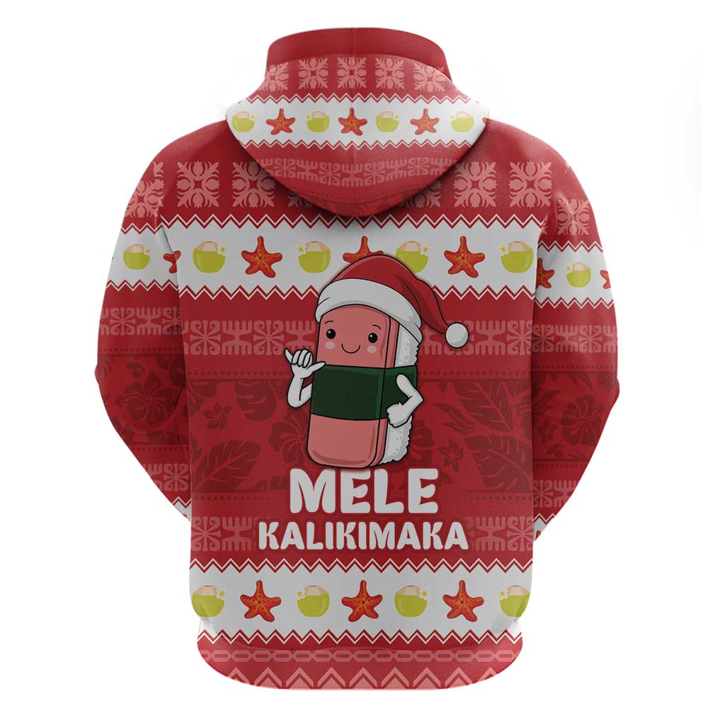 Hawaii Funny Christmas Zip Hoodie Spam Musubi Santa