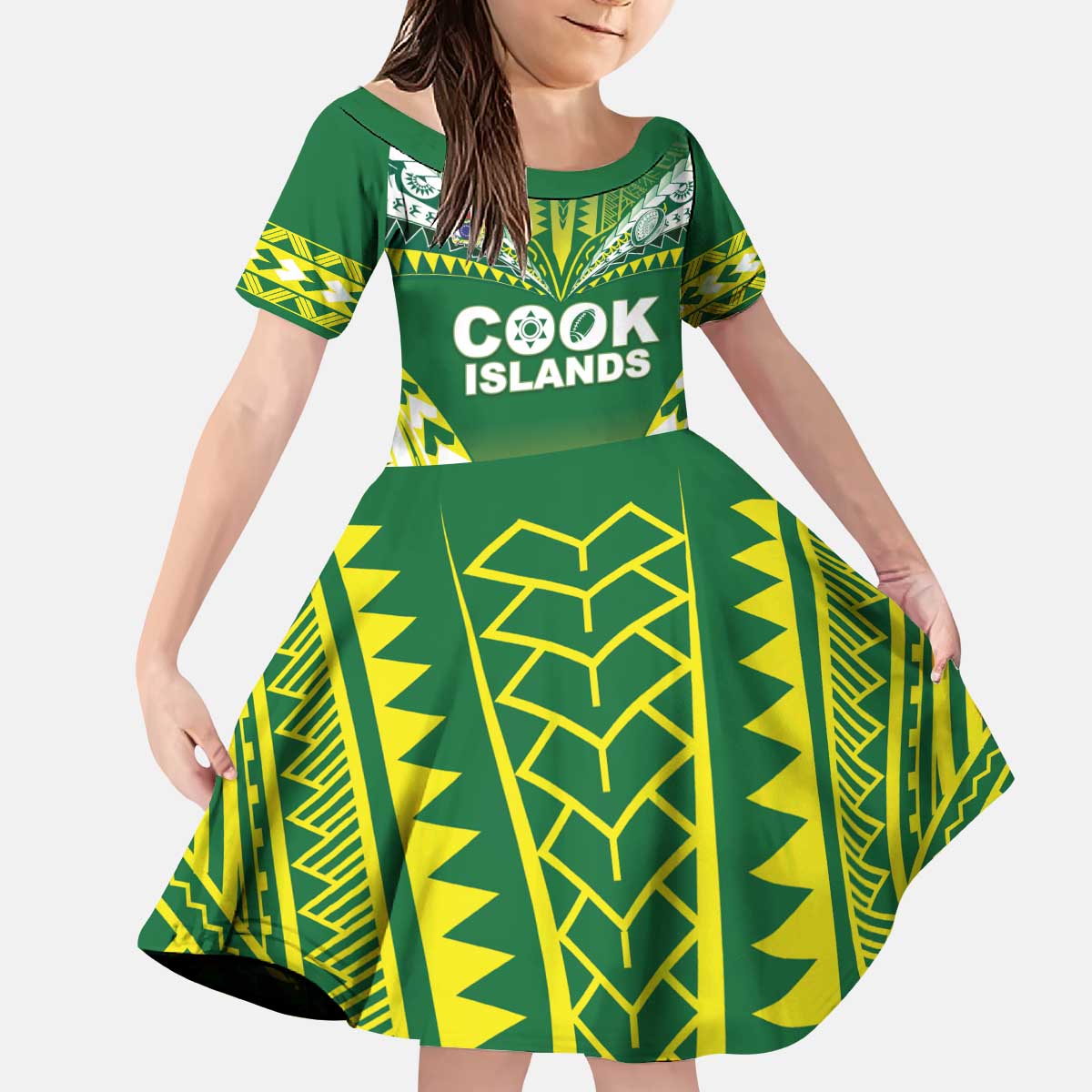 Cook Islands Rugby Custom Kid Short Sleeve Dress The Kukis Go Champions