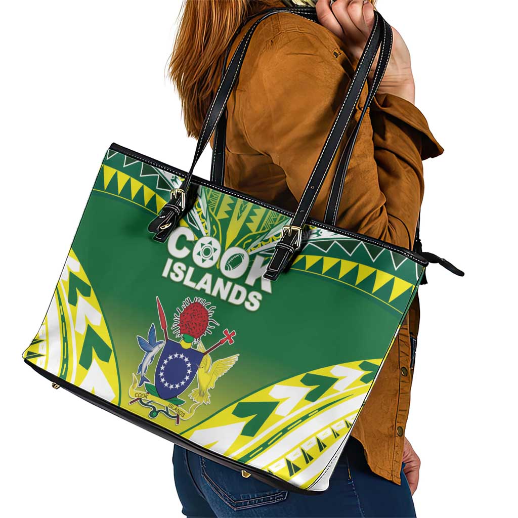 Cook Islands Rugby Leather Tote Bag The Kukis Go Champions