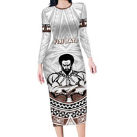 Fiji Rugby Custom Family Matching Long Sleeve Bodycon Dress and Hawaiian Shirt Fijian Bati Go Champions