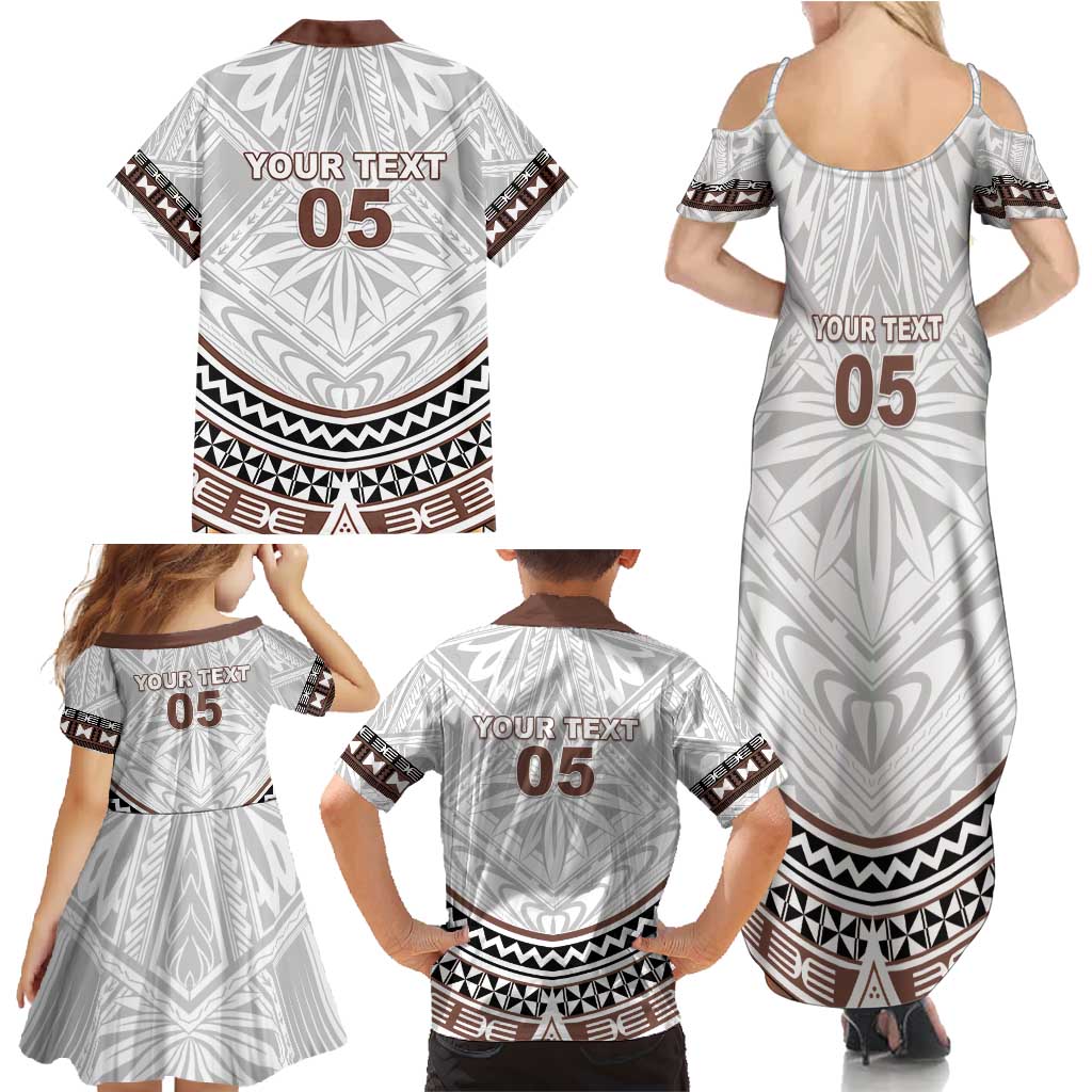 Fiji Rugby Custom Family Matching Summer Maxi Dress and Hawaiian Shirt Fijian Bati Go Champions