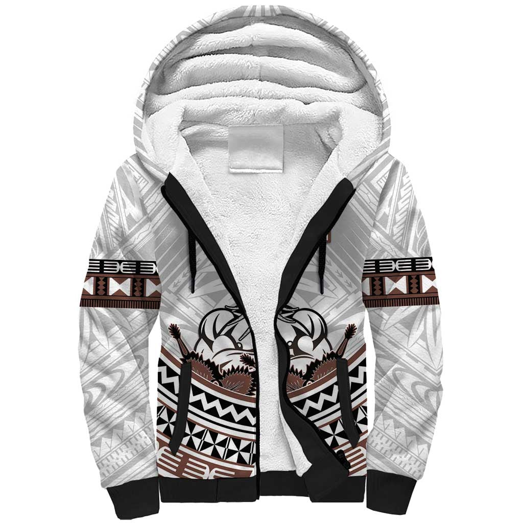 Fiji Rugby Custom Sherpa Hoodie Fijian Bati Go Champions LT05 Unisex White - Polynesian Pride