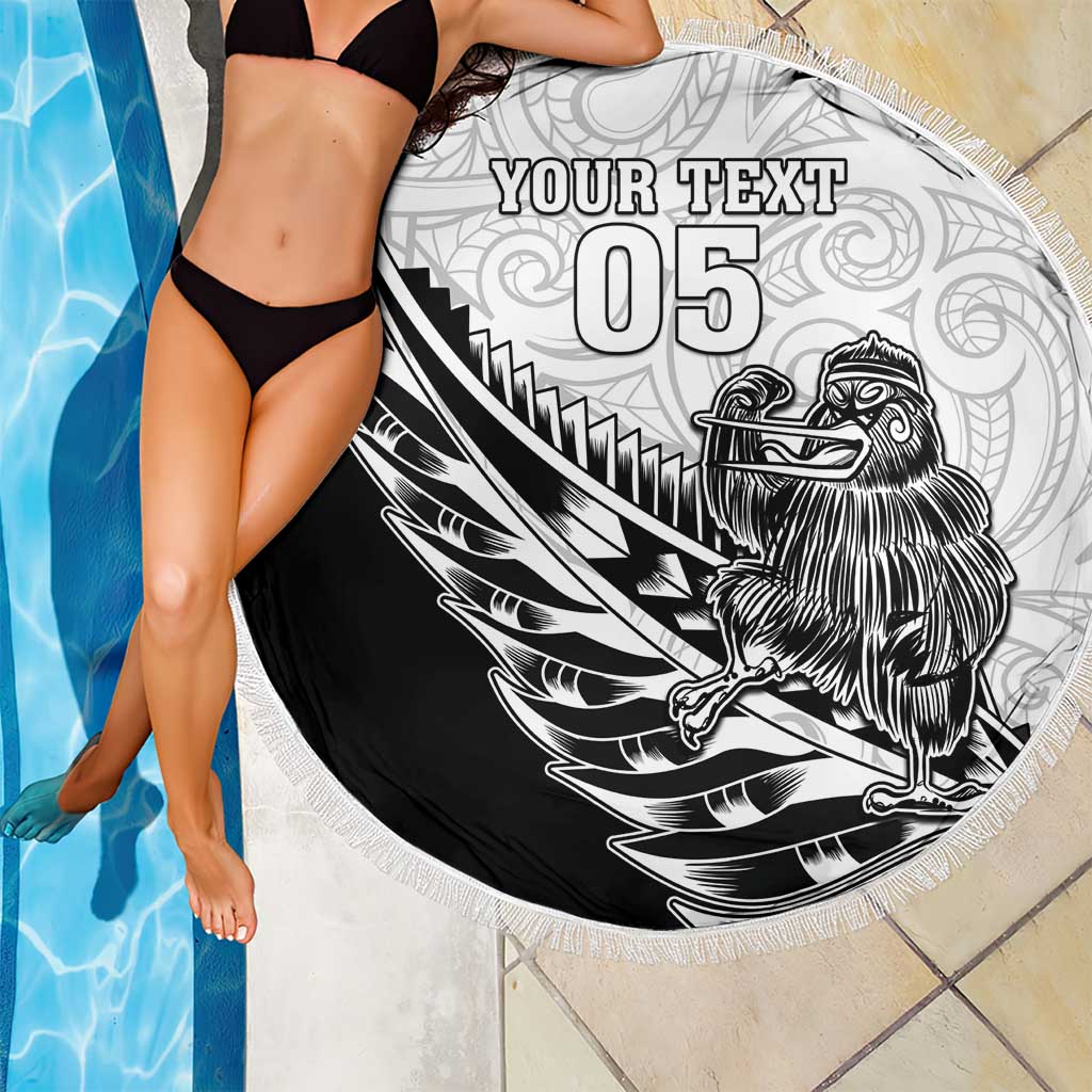 New Zealand Kiwi Rugby Custom Beach Blanket Go Champions Maori Pattern