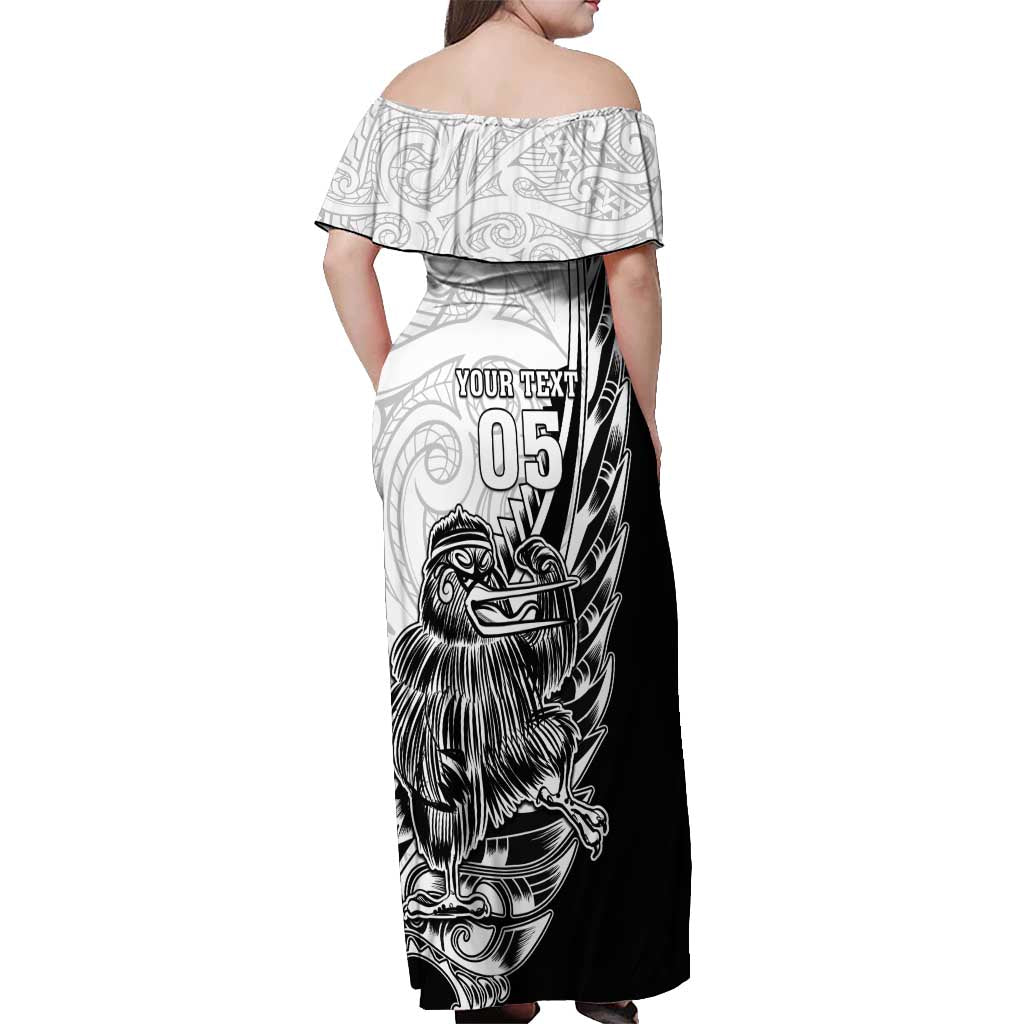 New Zealand Kiwi Rugby Custom Off Shoulder Maxi Dress Go Champions Maori Pattern LT05 - Polynesian Pride
