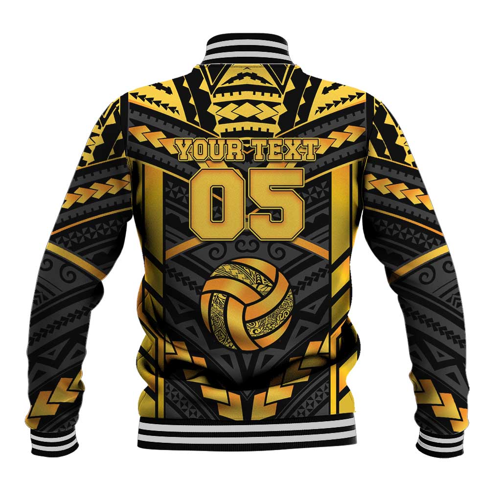 Custom Polynesia Beach Volleyball Baseball Jacket Gold Polynesian Tribal Pattern - Polynesian Pride
