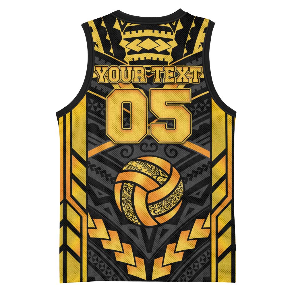 Custom Polynesia Beach Volleyball Basketball Jersey Gold Polynesian Tribal Pattern - Polynesian Pride