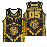 Custom Polynesia Beach Volleyball Basketball Jersey Gold Polynesian Tribal Pattern - Polynesian Pride