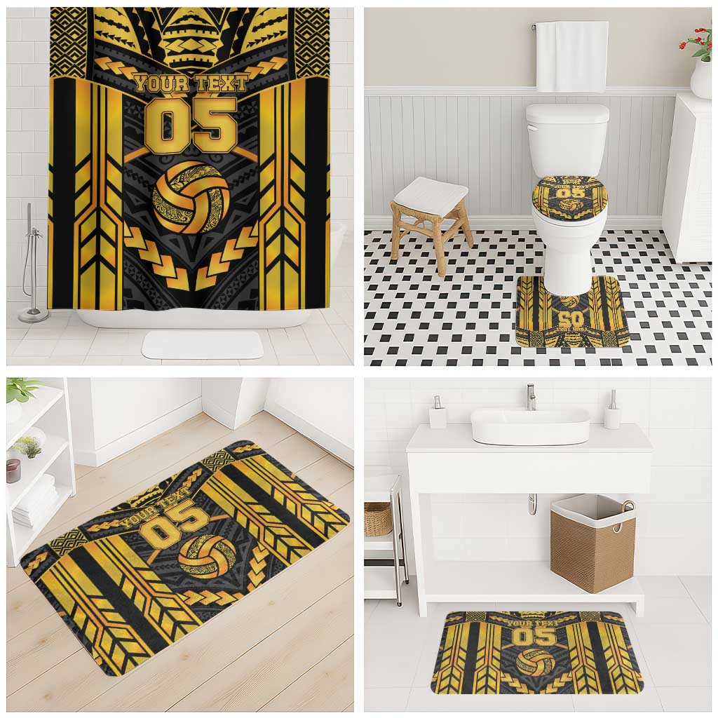 Custom Polynesia Beach Volleyball Bathroom Set Gold Polynesian Tribal Pattern LT05 - Polynesian Pride