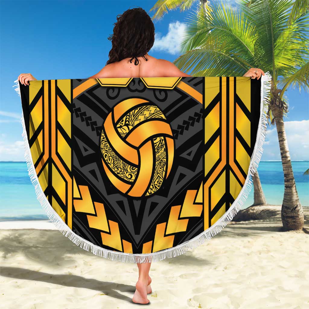 Custom Polynesia Beach Volleyball Beach Blanket Gold Polynesian Tribal Pattern LT05 - Polynesian Pride